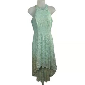 Mint Lace Hi-Low Halter Dress - Women